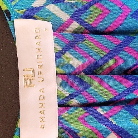 Amanda Uprichard Silk Chevron Print Tie Waist 3/4 Sleeve Dress Size See Comment - Picture 8 of 9